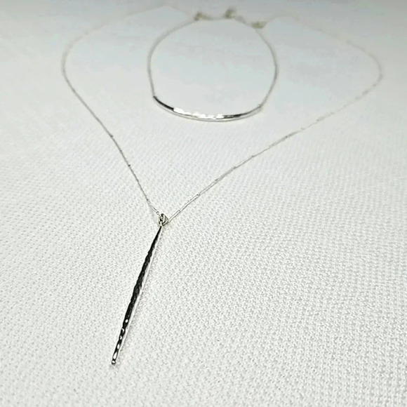 NIB - Retired Stella & Dot Kari Layered Necklace Silver Delicate Versatile - Picture 1 of 14